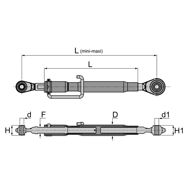 Barre de Poussee Mecanique Rotule-rotule LG 615-820 CAT1 référence fournisseur 31105353
